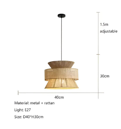 Beige tiered handmade hemp rope pendant light dining room