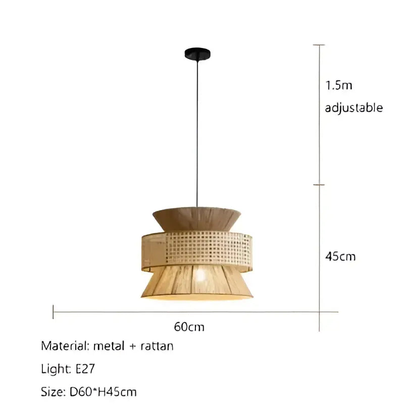 Beige tiered handmade hemp rope pendant light dining room
