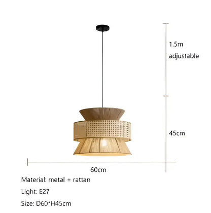 Beige tiered handmade hemp rope pendant light dining room