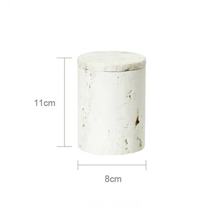 Beige travertine marble bathroom set with chrome pump dispensers