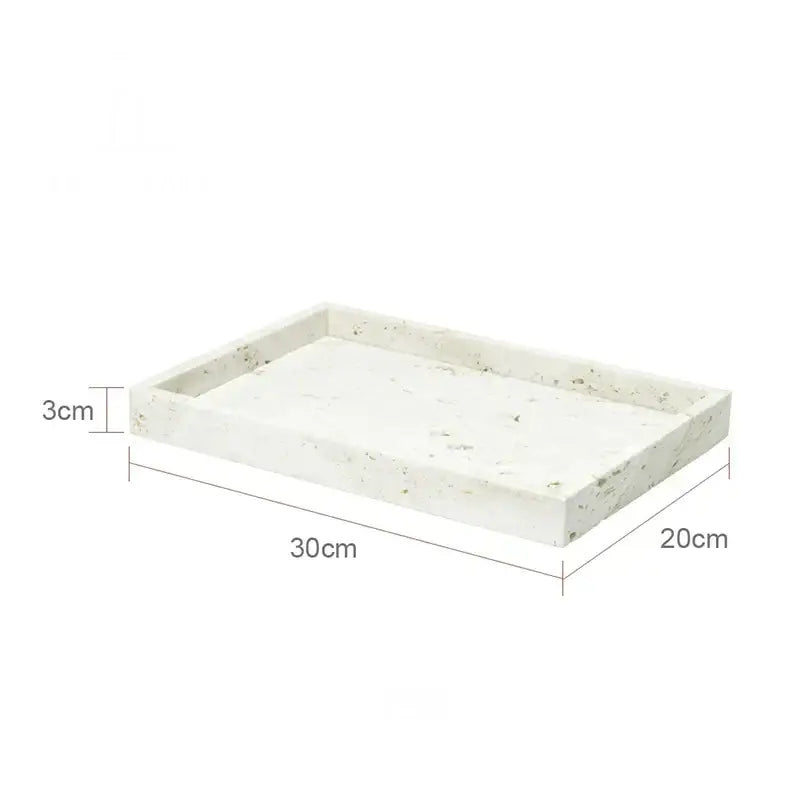 Beige travertine marble bathroom set with chrome pump dispensers