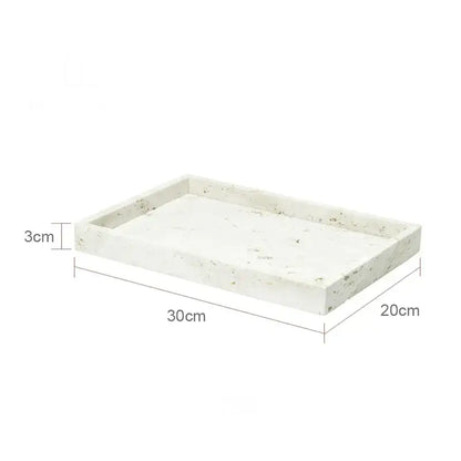 Beige travertine marble bathroom set with chrome pump dispensers