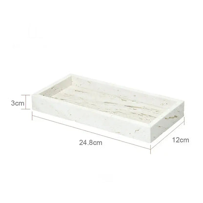 Beige travertine marble bathroom set with chrome pump dispensers