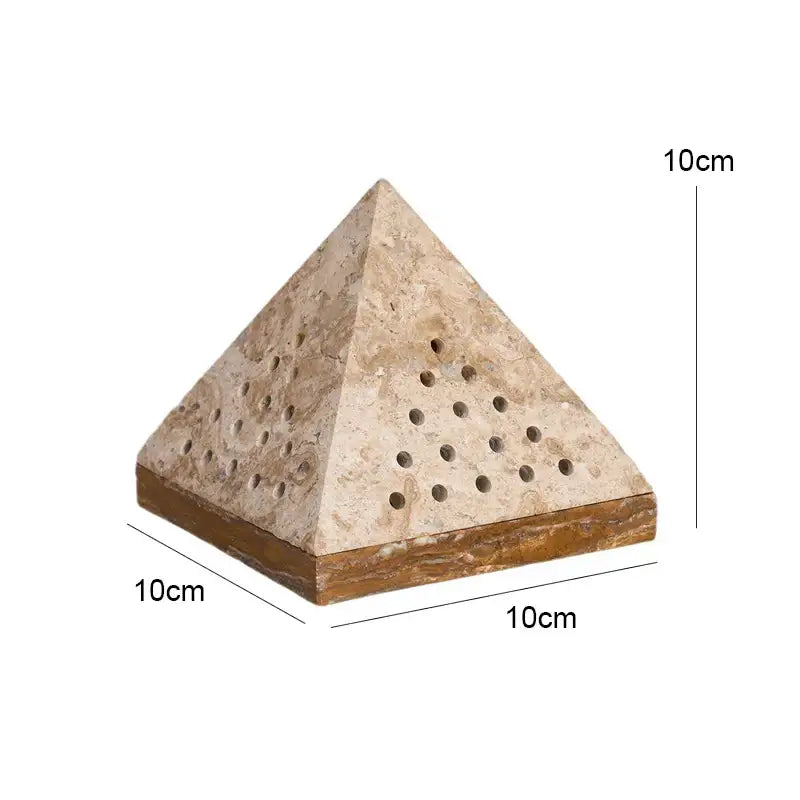 Beige travertine marble pyramid incense holder living room oud burner