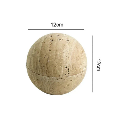 Beige travertine marble sphere incense burner living room decor