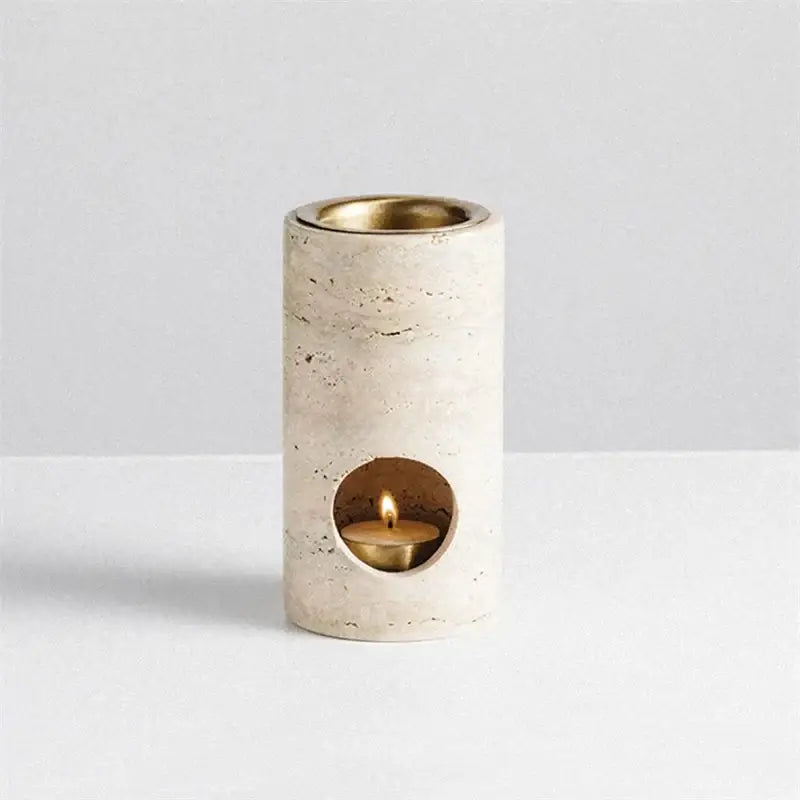 Beige travertine stone essential oil burner bedroom oil diffuser tray
