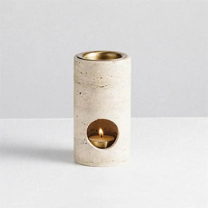 Beige travertine stone essential oil burner bedroom oil diffuser tray