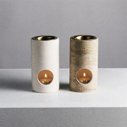 Beige travertine stone essential oil burner bedroom oil diffuser tray