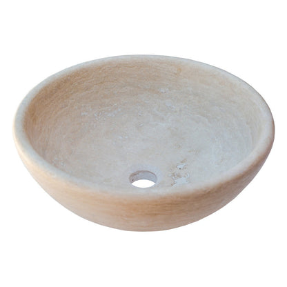 Beige Travertine Natural Stone Vessel Sink - Honed and Filled 16x6