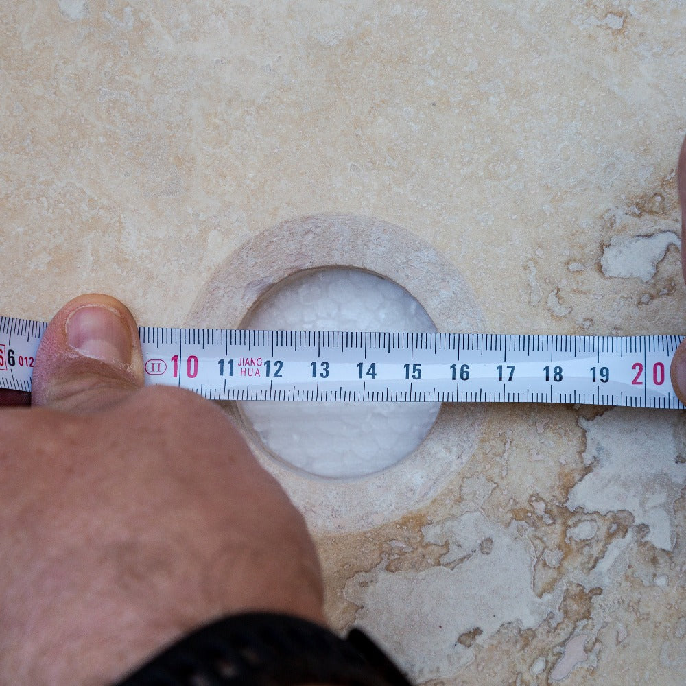 Beige Travertine Natural Stone Vessel Sink - Honed and Filled 16x6