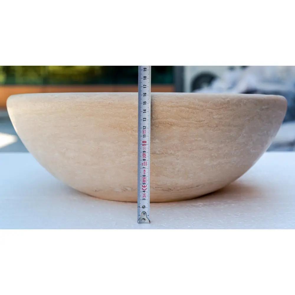 Beige Travertine Natural Stone Vessel Bathroom Sink 16x6 Honed