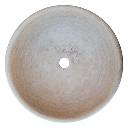 Beige Travertine Natural Stone Vessel Sink - Honed and Filled 16x6