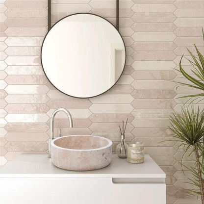 Beige Turkish Travertine Natural Stone Round Vessel Bathroom Sink