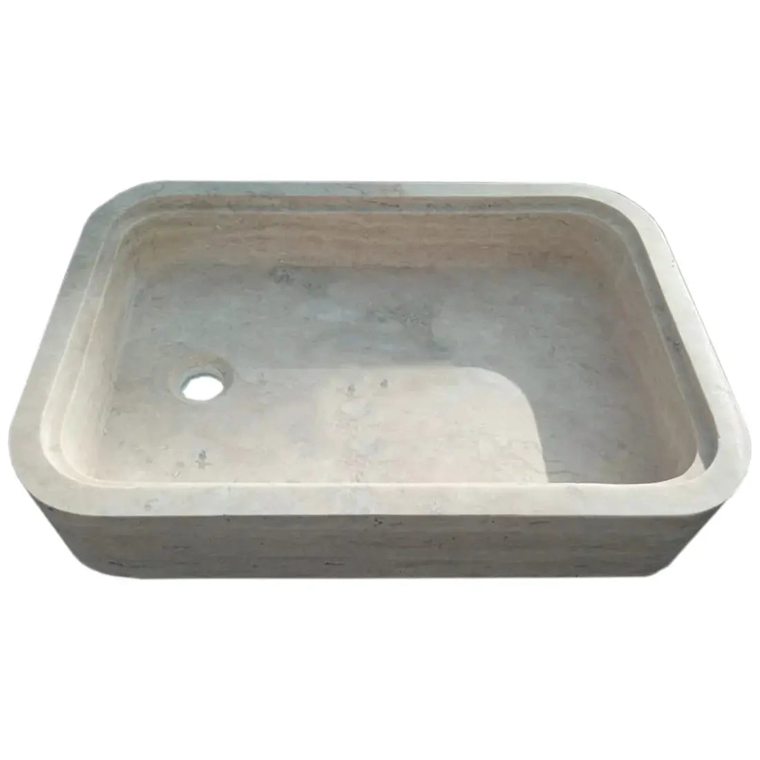 Beige Travertine Wall Mount Bathroom Sink With Hidden Drain
