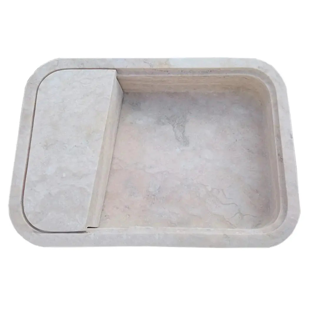 Beige Travertine Wall Mount Bathroom Sink With Hidden Drain