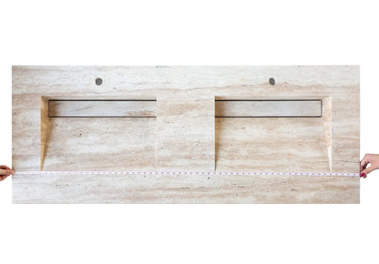 Beige Travertine Wall Mounted Double Vanity Bathroom Sink 23x60