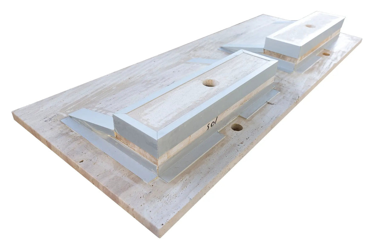 Beige Travertine Wall Mounted Double Vanity Bathroom Sink 23x60