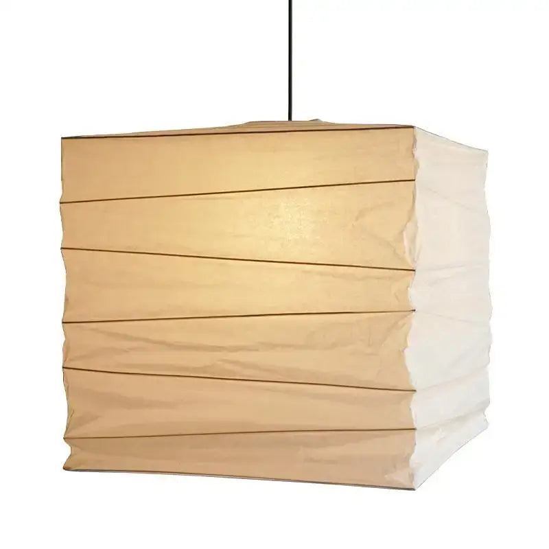 Beige & white cube rice paper pendant lamp for living room