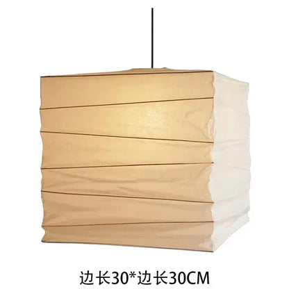 Beige & white cube rice paper pendant lamp for living room