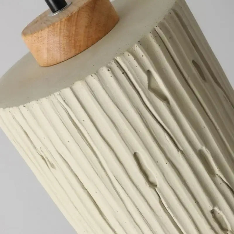 Beige wood grain columnar micro cement pendant light kitchen decor