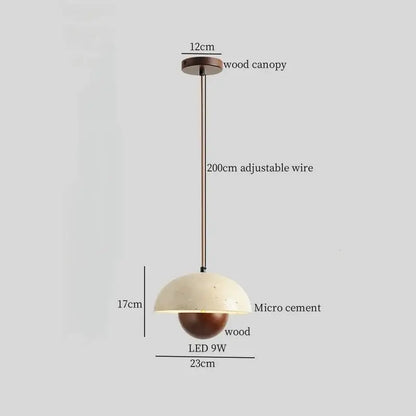 Beige wood grain columnar micro cement pendant light kitchen decor