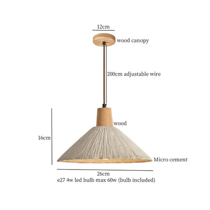 Beige wood grain columnar micro cement pendant light kitchen decor