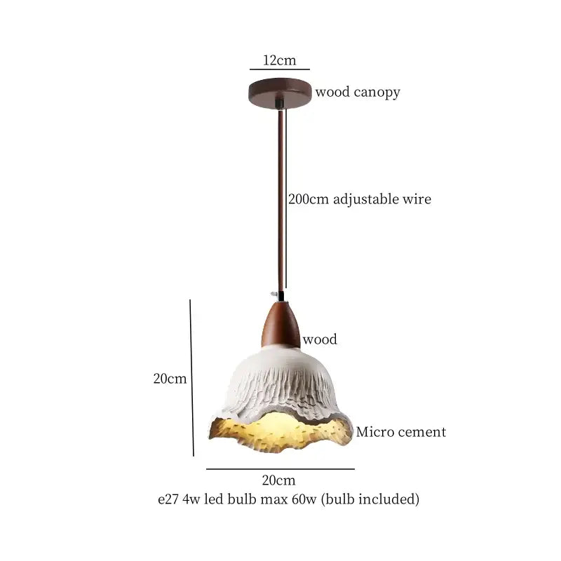 Beige wood grain columnar micro cement pendant light kitchen decor
