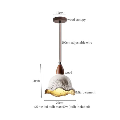 Beige wood grain columnar micro cement pendant light kitchen decor