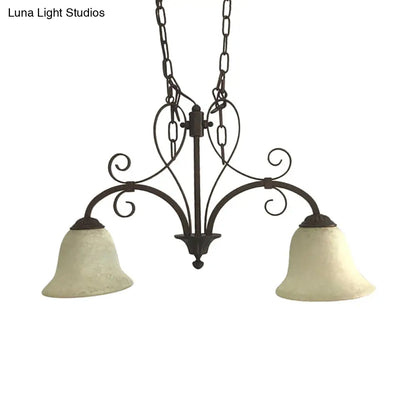 DecorBites™ Bell Island Pendant Light with White Glass & 2 Bulbs for Dining Room Ceiling