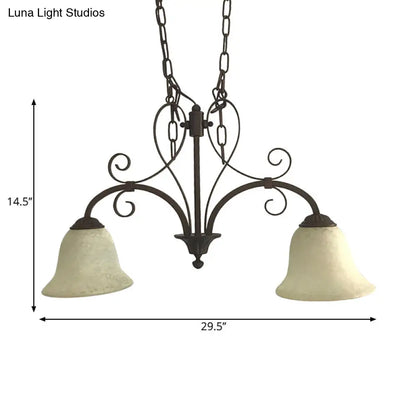DecorBites™ Bell Island Pendant Light with White Glass & 2 Bulbs for Dining Room Ceiling