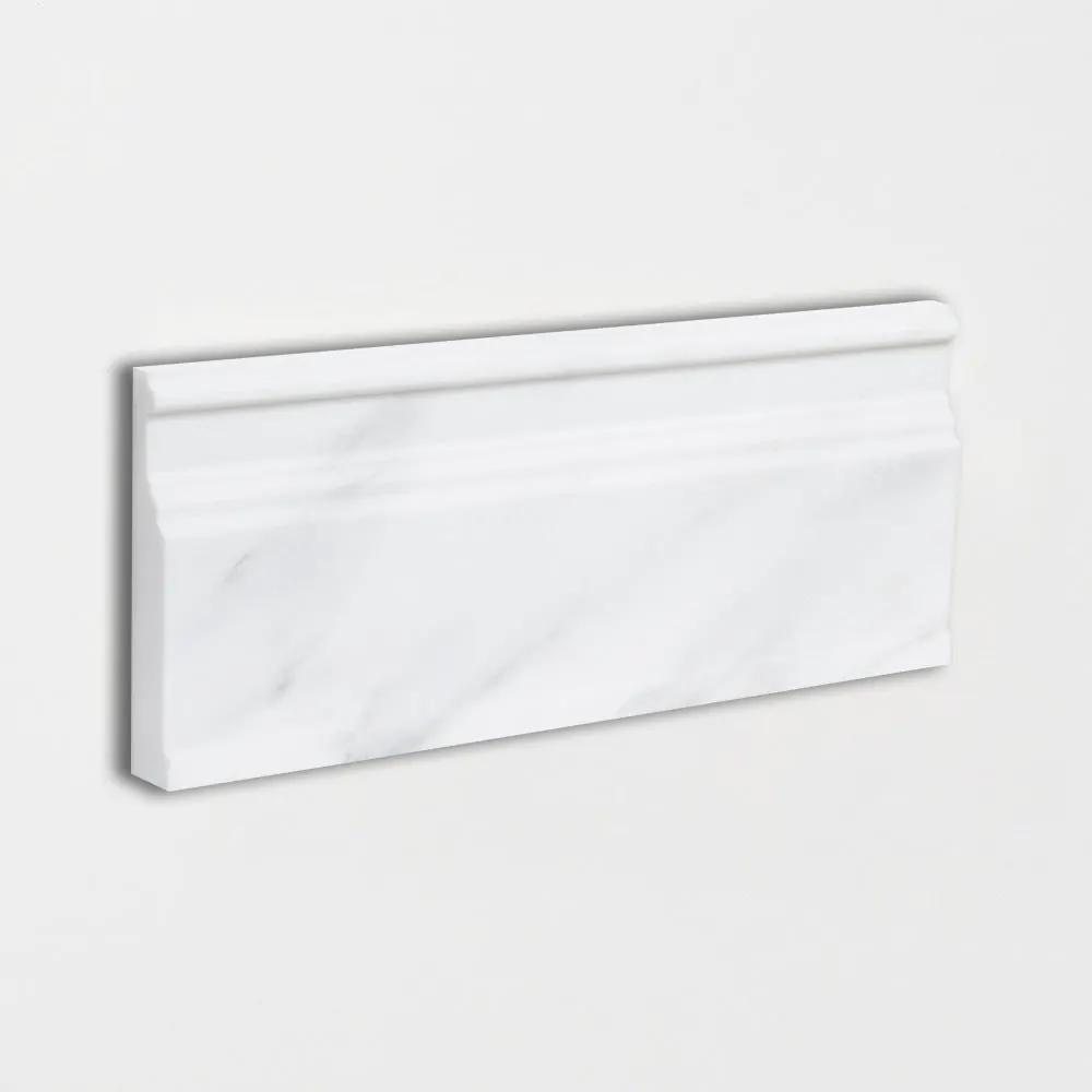 Bella White Honed Modern Base Marble Moldings 5 1/16x12