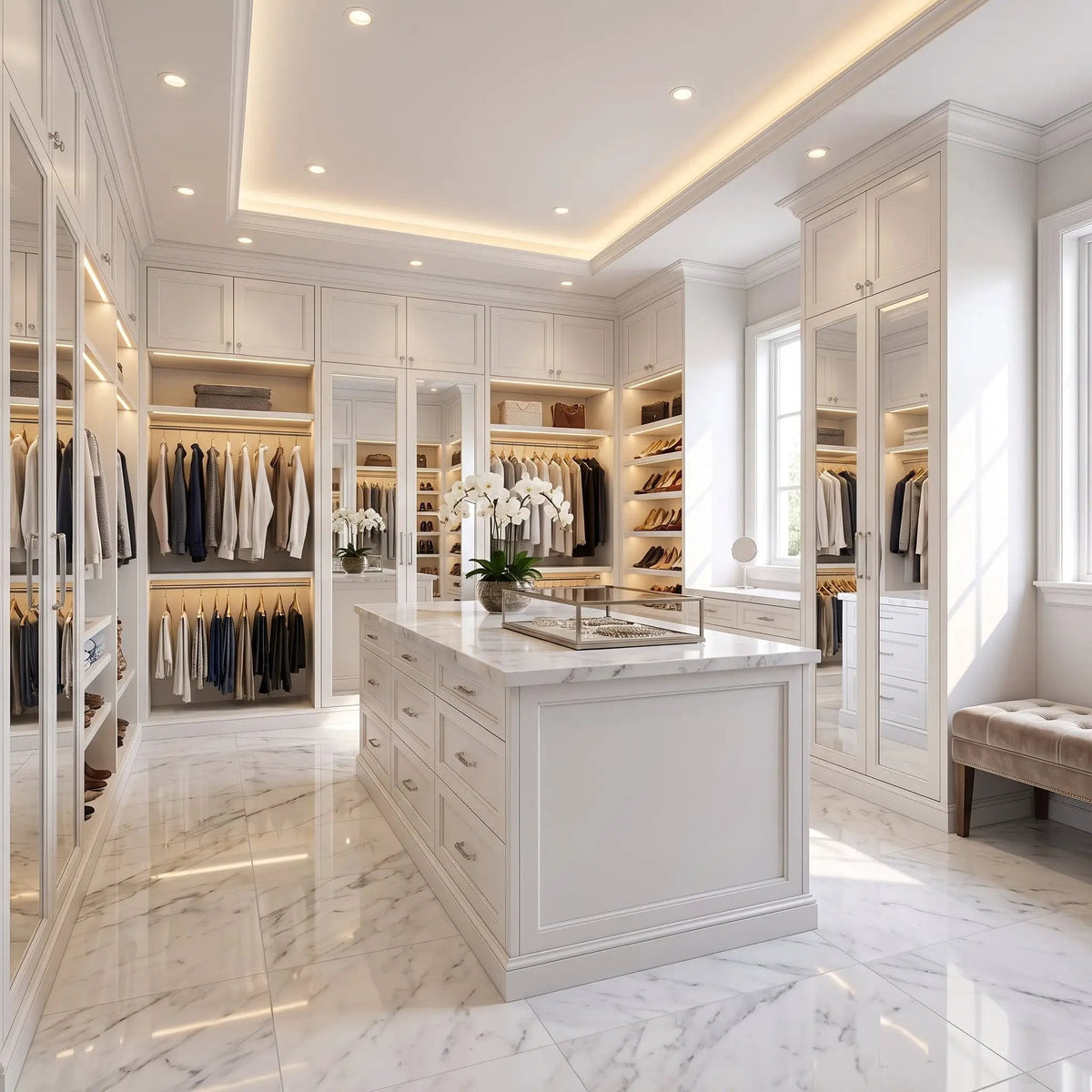 Bella White Polished Marble Tiles 18x18