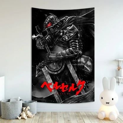 Berserk sacrifice tapestry blue wall hanging bedroom decor