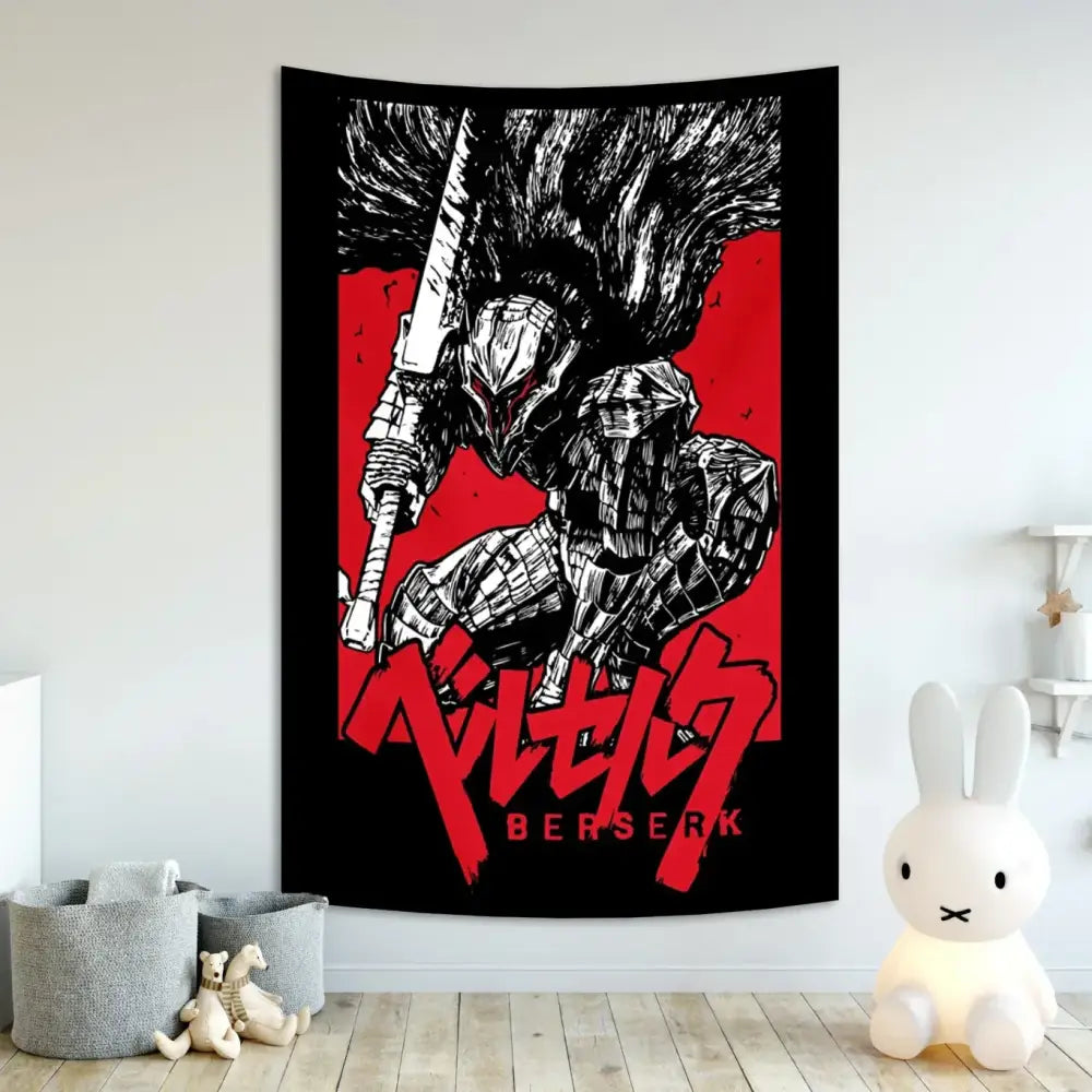 Berserk sacrifice tapestry blue wall hanging bedroom decor
