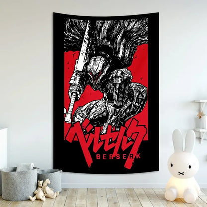 Berserk sacrifice tapestry blue wall hanging bedroom decor