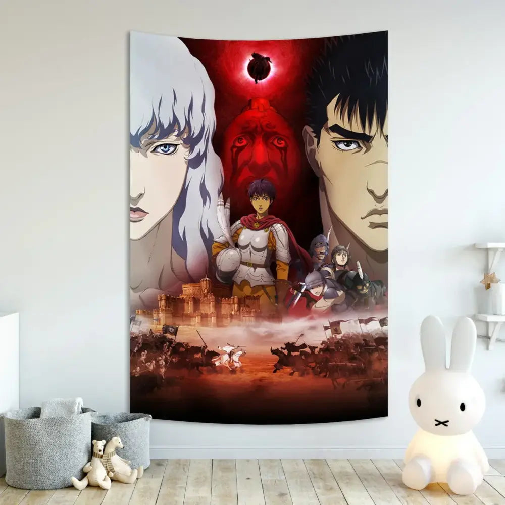 Berserk sacrifice tapestry blue wall hanging bedroom decor