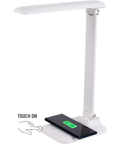 Brilli 15"H Bright-Clean Antimicrobial LED Desk Lamp Matte White Finish with Wireless Charging
