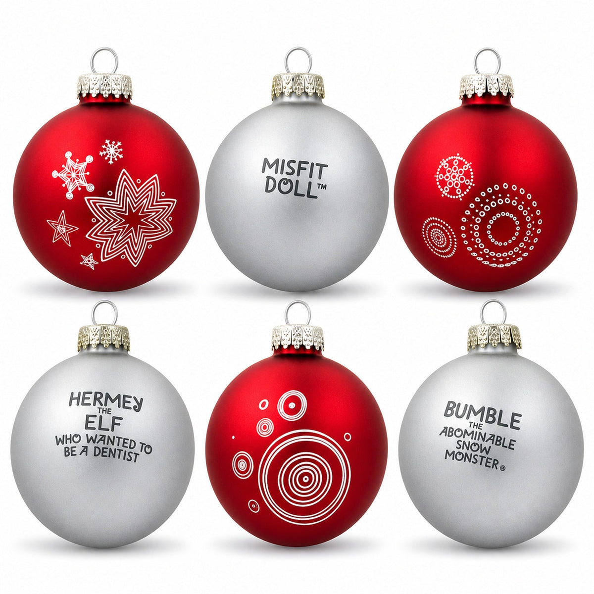 White and Red Mini Glass Ball Christmas Ornaments 2.75 Inches