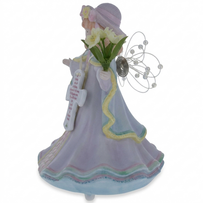 Angel with Cross Porcelain Musical Figurine 6.5 Inches