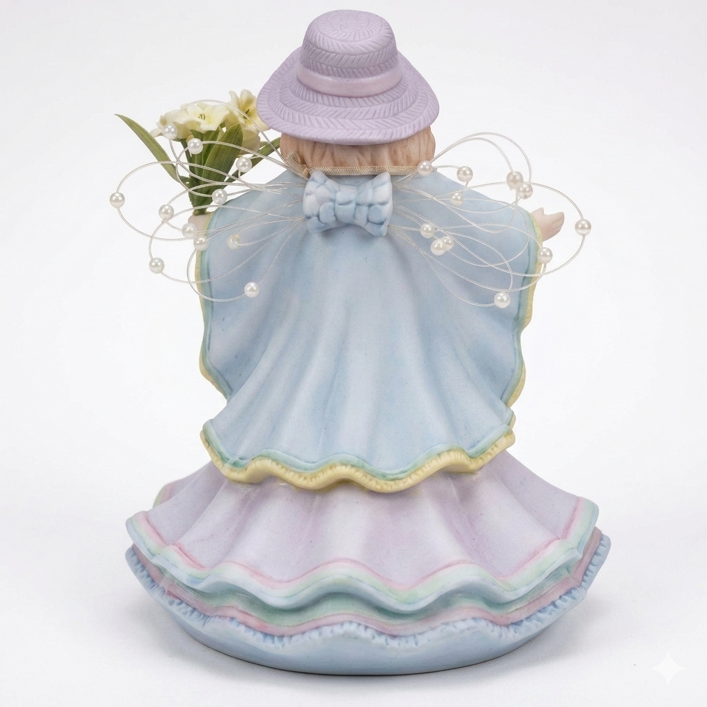 Angel with Cross Porcelain Musical Figurine 6.5 Inches