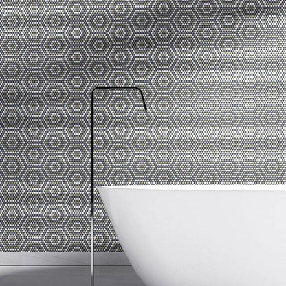 Bianco Dolomiti, Bardiglio Light, Thala Honed Penny Round 8 Marble Mosaics 9 1/4x9 29/64