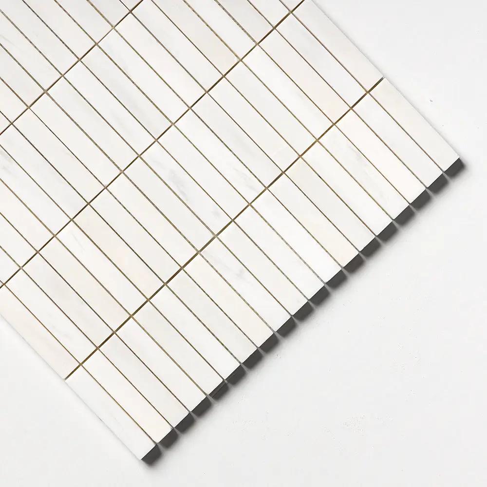 Bianco Dolomiti Honed 5/8x3 Marble Mosaics 12x12