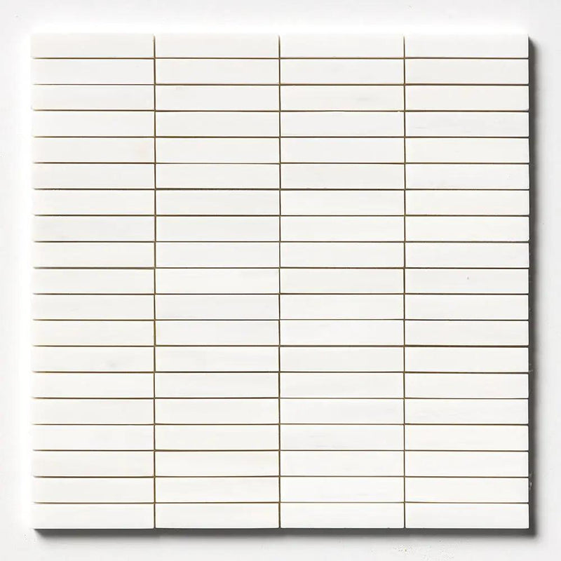 Bianco Dolomiti Honed 5/8x3 Marble Mosaics 12x12