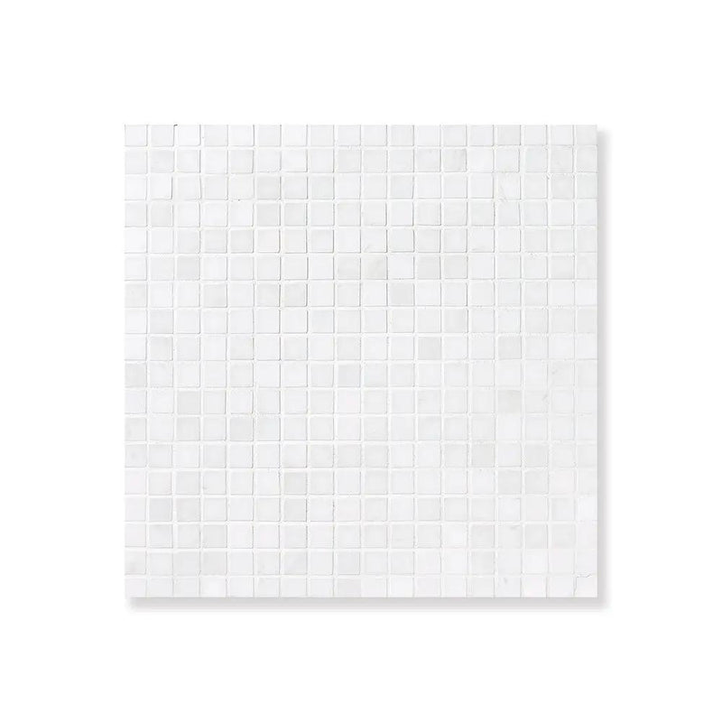 Bianco Dolomiti Honed Staggered Joint 5/8x5/8 Marble Mosaics 12x12