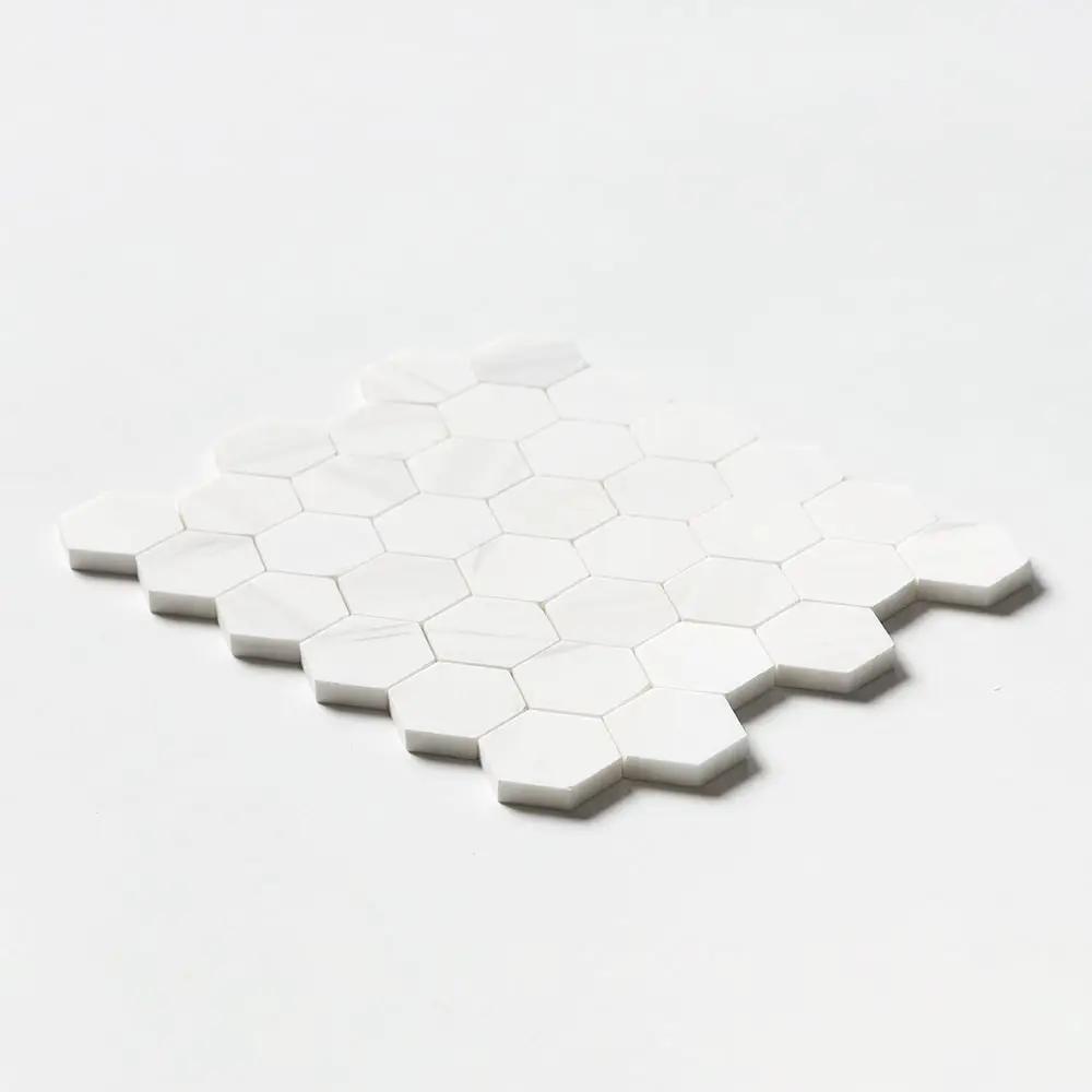 Bianco Dolomiti Honed Hexagon Marble Mosaics 10 3/8x12
