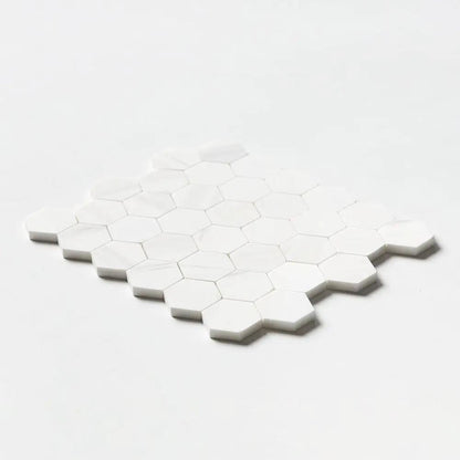 Bianco Dolomiti Honed Hexagon Marble Mosaics 10 3/8x12