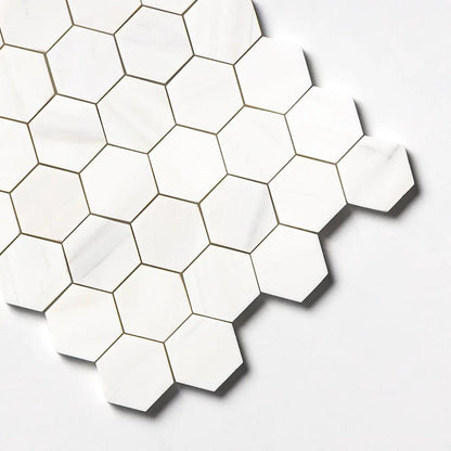 Bianco Dolomiti Honed Hexagon Marble Mosaics 10 3/8x12