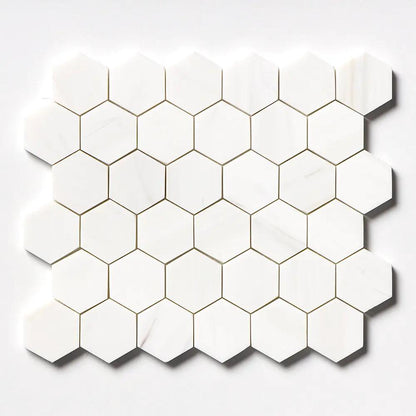 Bianco Dolomiti Honed Hexagon Marble Mosaics 10 3/8x12