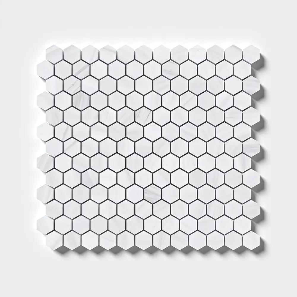 Bianco Dolomiti Honed Hexagon 1x1 Marble Mosaics 11 1/2x12 1/4