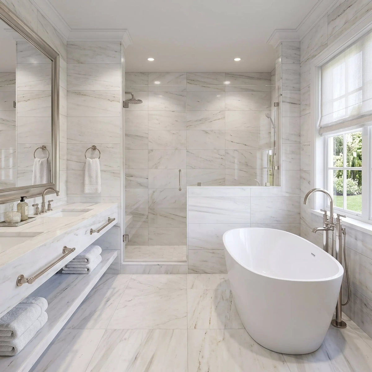 Bianco Dolomiti Honed Marble Tiles 12x24